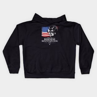 Proud Bernese Mountain Dog Dad American Flag patriotic dog Kids Hoodie